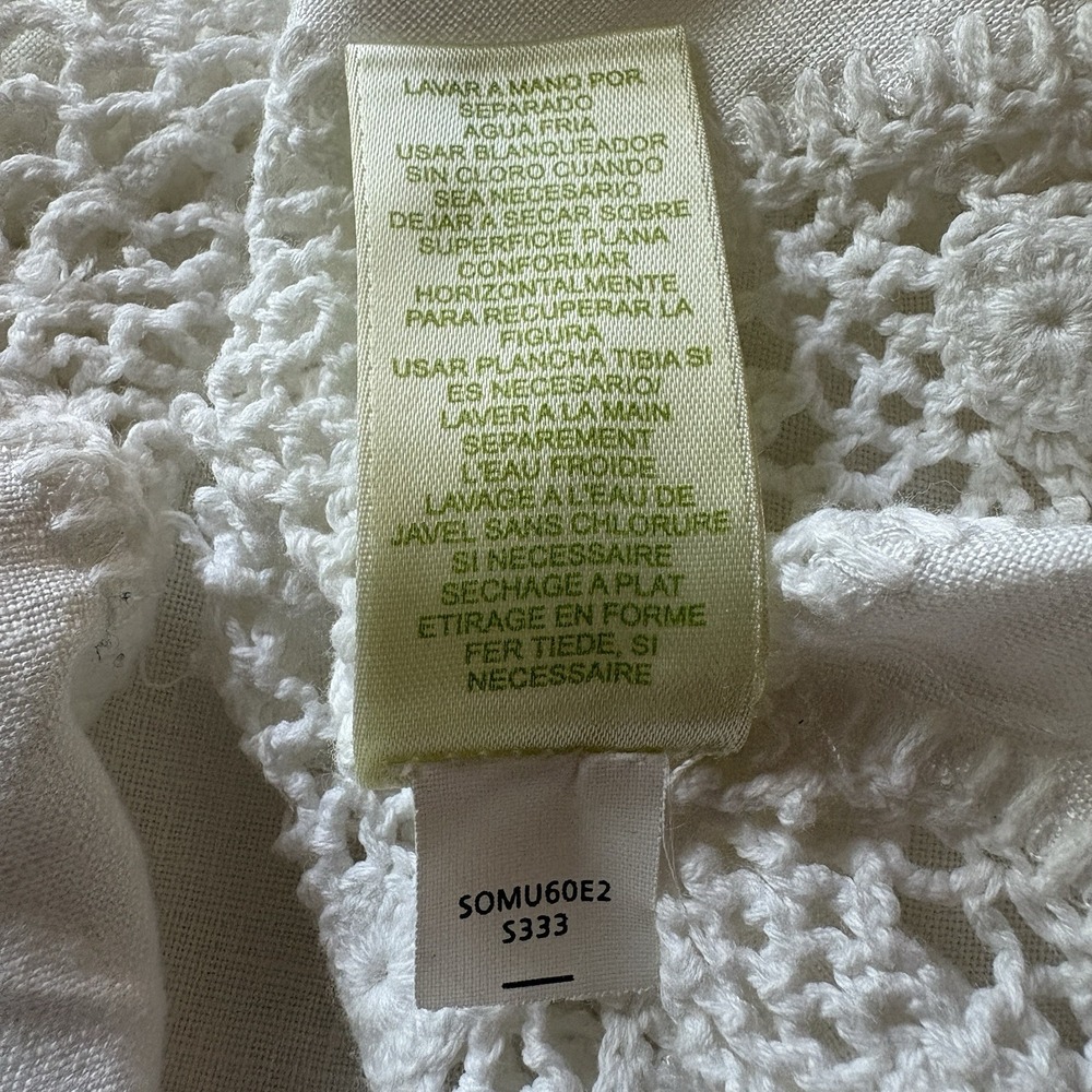 Sigrid Olsen VTG White Linen Crochet Tunic Top Lace Diamond Y2K Boho Sz Medium M - Picture 8 of 8